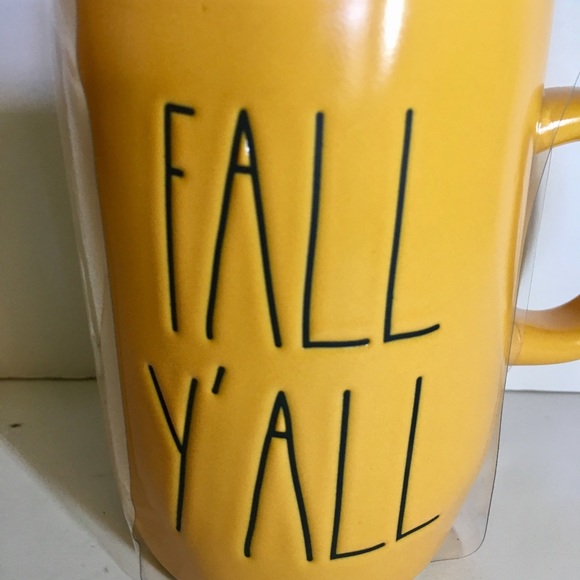 Rae Dunn Fall Y’All Gold Ceramic Mug Wooden Lid - Picture 3 of 7